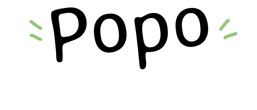 Das Logo von PopoClean mit "Popo" in schwarzer und "Clean" in weißer Schrift