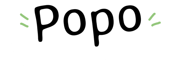 Das Logo von PopoClean mit "Popo" in schwarzer und "Clean" in weißer Schrift